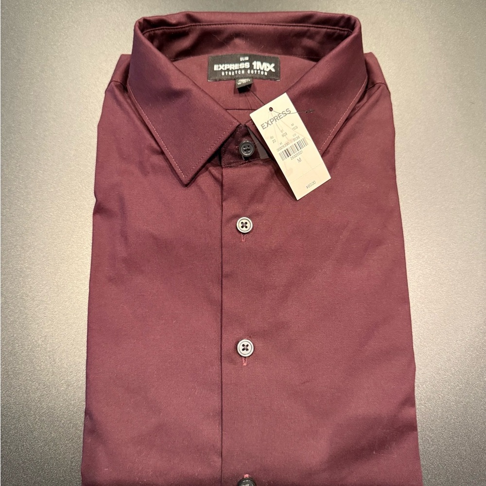 Express Men's Deep Burgundy Dress Shirt